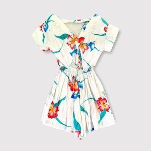 STOPLIGHT Short White Tropical Multicolor print Cutout jumpsuit Size M EUC